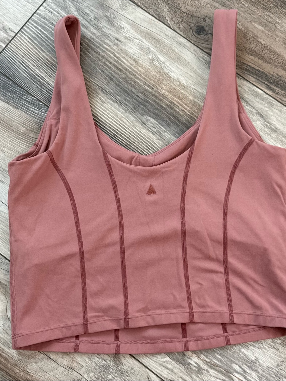 Seam-Panel Crop Tank Top in Dusty Rose - Picture 2 of 3